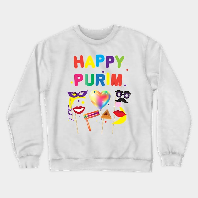Happy Purim Festival Kids Party Gifts Decoration Jewish Holiday Crewneck Sweatshirt by sofiartmedia